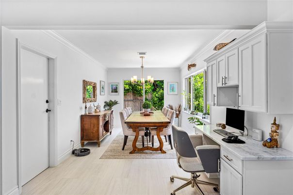 Chandelier, Home Office, Interior, Wood Texture Flooring