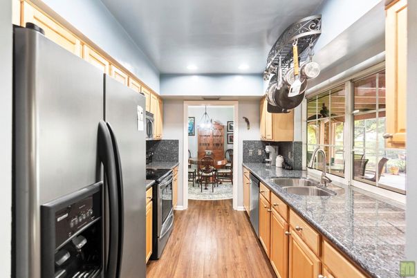 Dining room, Interior, Kitchen, Recessed Lighting, Wood Texture Flooring