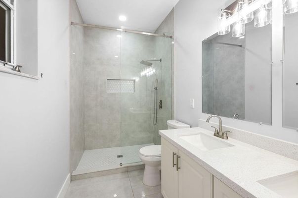 Bathroom, Glass Shower, Interior, Recessed Lighting