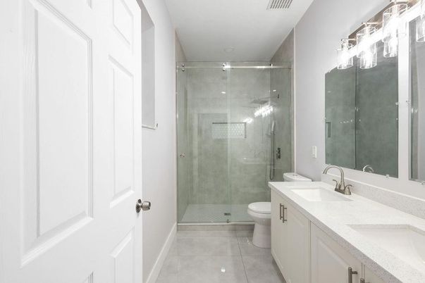 Bathroom, Dual Sink Vanities, Glass Shower, Interior