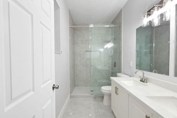 Bathroom, Dual Sink Vanities, Glass Shower, Interior