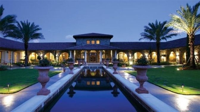 Backyard, Exterior, Facade, Pool, Mediterranean