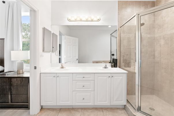 Bathroom, Dual Sink Vanities, Glass Shower, Interior