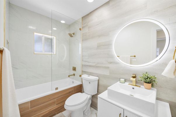 Bathroom, Glass Shower, Interior, Marble Walls, Recessed Lighting