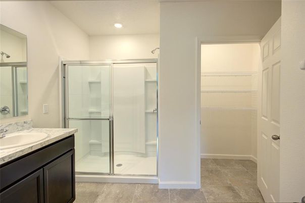 Bathroom, Glass Shower, Interior, Recessed Lighting