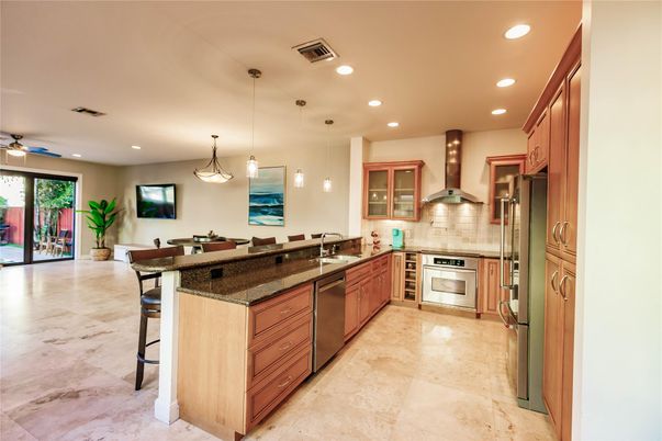 Interior, Kitchen, Pendant Lights, Recessed Lighting, Stainless Steel Appliances