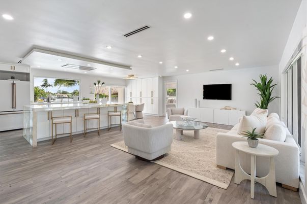 Empty room, Interior, Pendant Lights, Recessed Lighting, Wood Texture Flooring