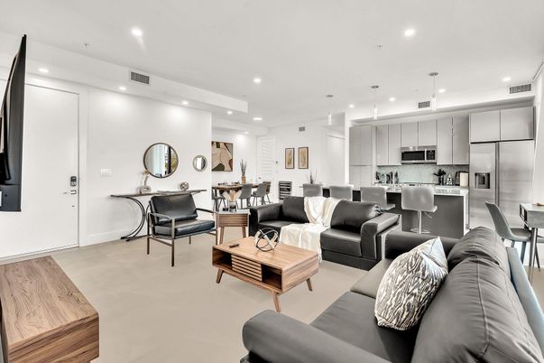Dining room, Interior, Kitchen, Living room, Pendant Lights, Recessed Lighting, Stainless Steel Appliances