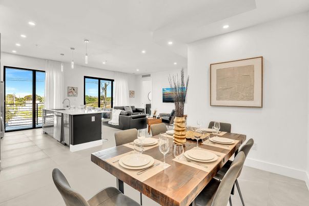 Dining room, Interior, Kitchen, Living room, Pendant Lights, Recessed Lighting