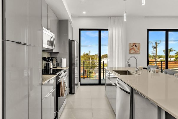 Interior, Kitchen, Recessed Lighting, Stainless Steel Appliances, Water