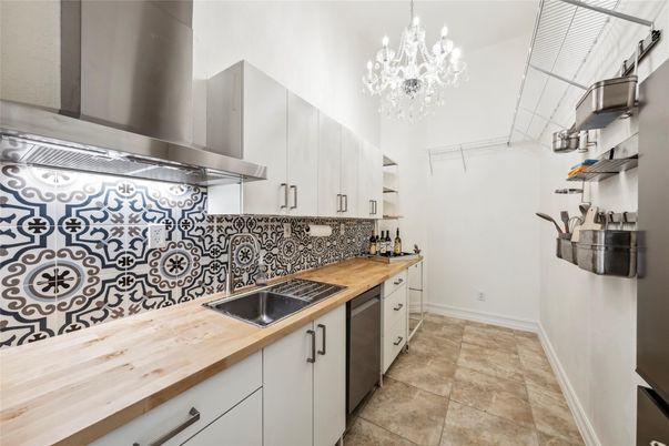 Chandelier, Interior, Kitchen, Stainless Steel Appliances
