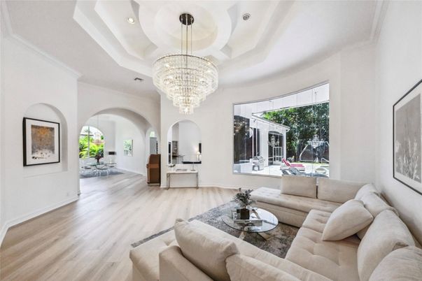 Chandelier, Interior, Living room, Recessed Lighting, Wood Texture Flooring