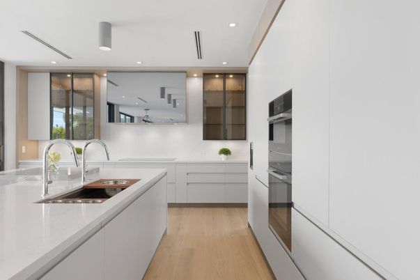 Interior, Kitchen, Recessed Lighting, Wood Texture Flooring