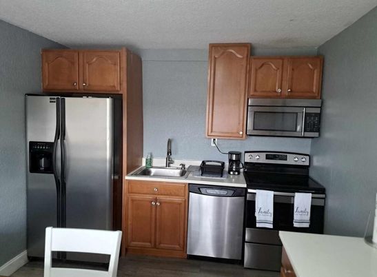 Interior, Kitchen, Stainless Steel Appliances, Wood Texture Flooring