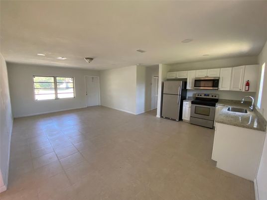Empty room, Interior, Kitchen, Stainless Steel Appliances