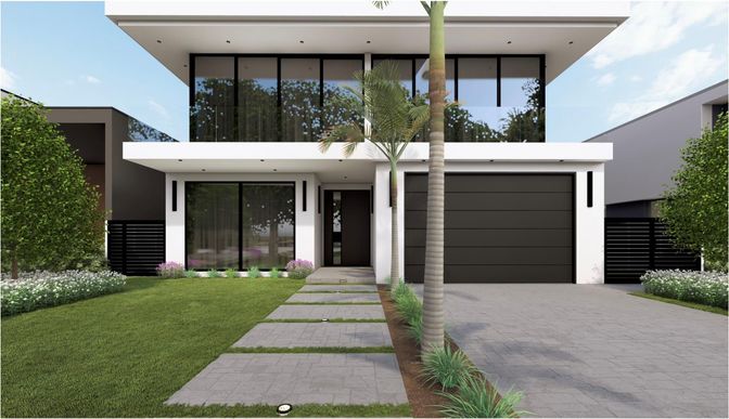 Attached, Exterior, Facade, Modern