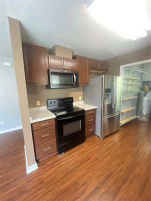 Interior, Kitchen, Stainless Steel Appliances, Wood Texture Flooring
