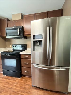 Interior, Kitchen, Stainless Steel Appliances, Wood Texture Flooring