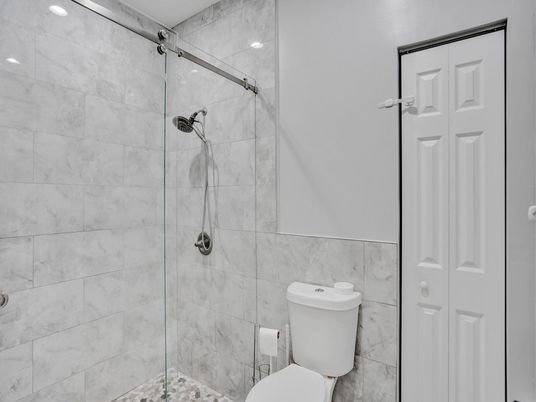 Bathroom, Glass Shower, Interior, Marble Walls