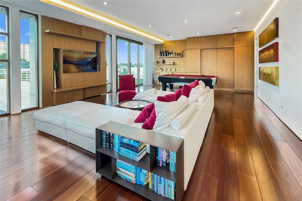 Billiard Table, Game Room, Interior, Living room, Recessed Lighting, Wood Texture Flooring, Wooden Walls