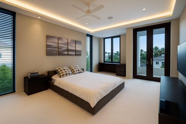 Bedroom, Interior, Recessed Lighting