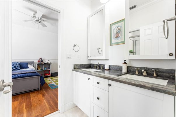 Bathroom, Dual Sink Vanities, Interior, Wood Texture Flooring