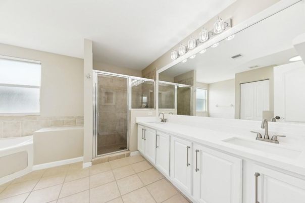 Bathroom, Dual Sink Vanities, Glass Shower, Interior