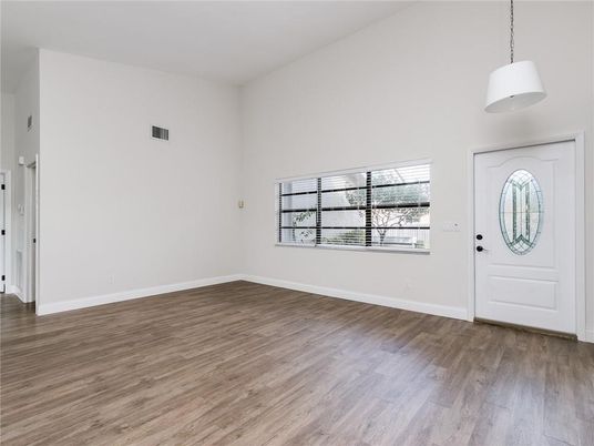 Empty room, Interior, Pendant Lights, Wood Texture Flooring