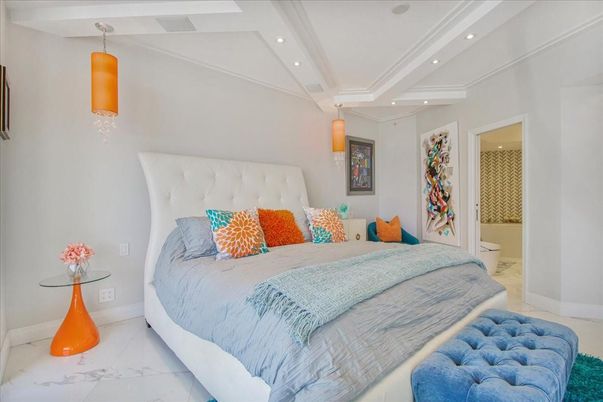 Bathroom, Bedroom, Interior, Marble, Pendant Lights, Recessed Lighting