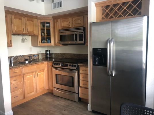 Interior, Kitchen, Stainless Steel Appliances, Wood Texture Flooring