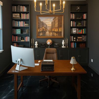 Chandelier, Home Office, Interior