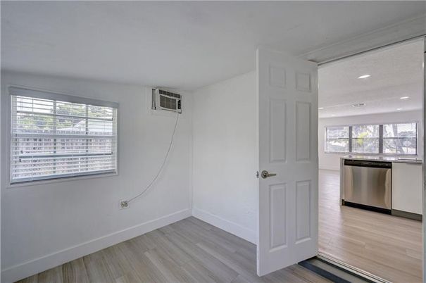 Empty room, Interior, Kitchen, Recessed Lighting, Wood Texture Flooring