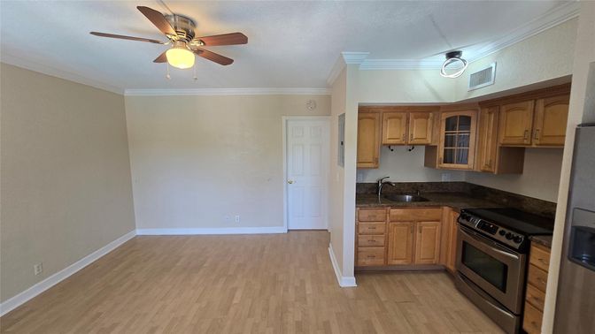 Interior, Kitchen, Stainless Steel Appliances, Wood Texture Flooring
