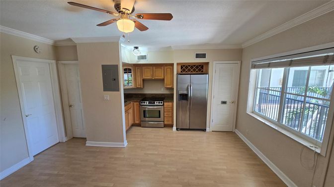 Interior, Kitchen, Stainless Steel Appliances, Wood Texture Flooring