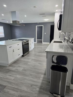 Interior, Kitchen, Recessed Lighting, Wood Texture Flooring