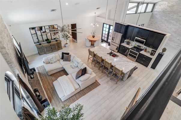 Dining room, Interior, Kitchen, Living room, Pendant Lights, Recessed Lighting, Wood Texture Flooring