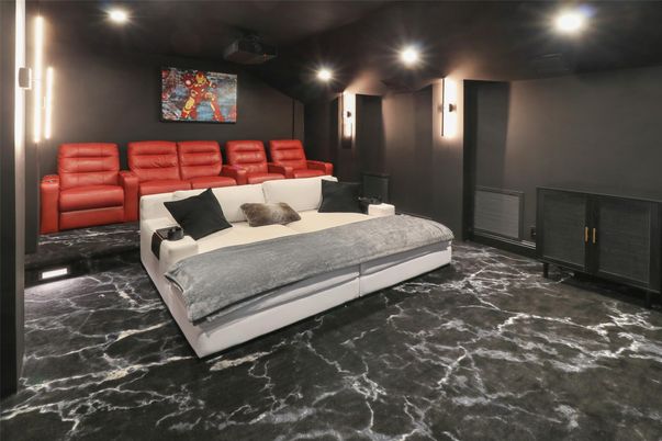 Home Theatre Room, Interior, Marble, Recessed Lighting, Theatre Room