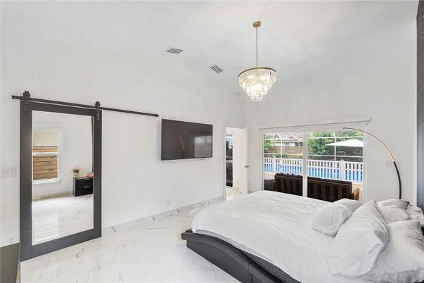 Bedroom, Chandelier, Interior, Marble