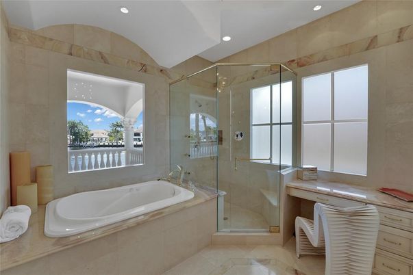 Bathroom, Glass Shower, Interior, Recessed Lighting