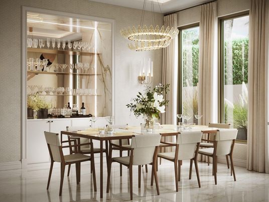 Chandelier, Dining room, Interior, Marble, Pendant Lights