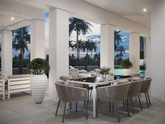 Dining room, Exterior, Interior, Recessed Lighting, Water