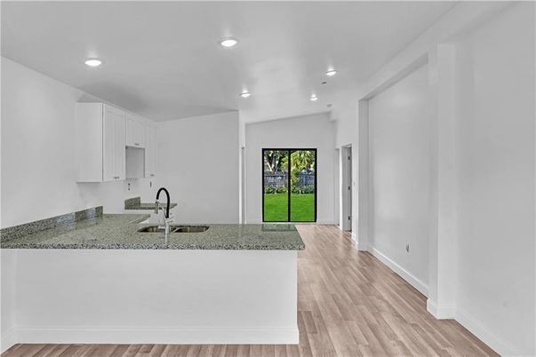 Interior, Kitchen, Recessed Lighting, Wood Texture Flooring