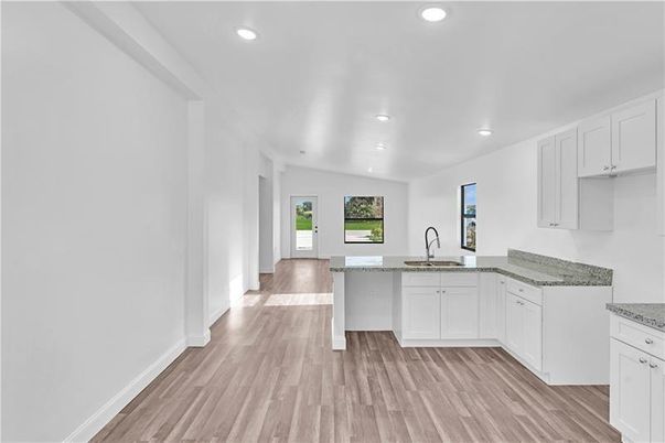 Interior, Kitchen, Recessed Lighting, Wood Texture Flooring