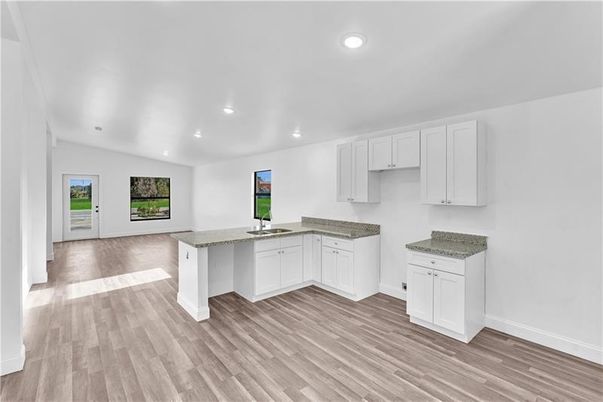 Interior, Kitchen, Recessed Lighting, Wood Texture Flooring
