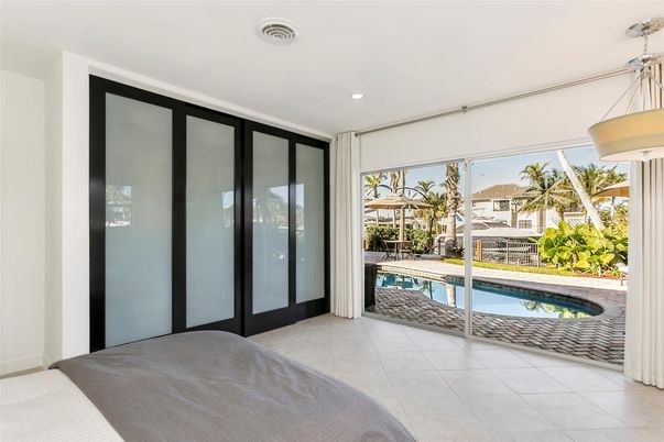 Bedroom, Interior, Pendant Lights, Pool, Recessed Lighting