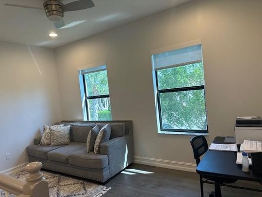 Home Office, Interior, Recessed Lighting, Wood Texture Flooring