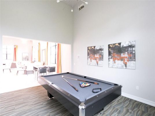 Billiard Table, Game Room, Interior, Wood Texture Flooring
