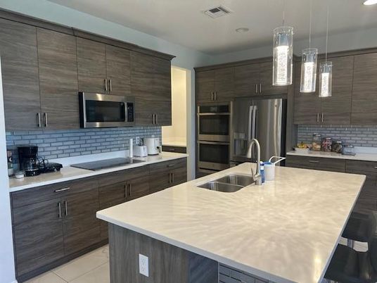 Interior, Kitchen, Pendant Lights, Recessed Lighting, Stainless Steel Appliances