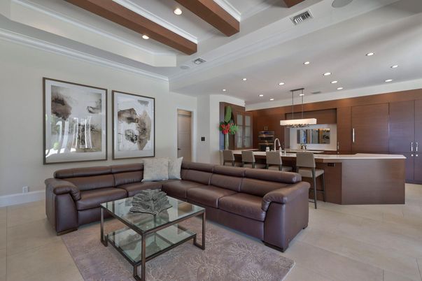 Dining room, Interior, Kitchen, Living room, Pendant Lights, Recessed Lighting, Stainless Steel Appliances, Wooden Beams