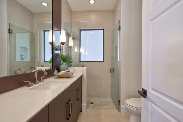 Bathroom, Glass Shower, Interior, Recessed Lighting